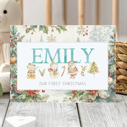 Santa & Friends Vintage Christmas Card - Personalised Card