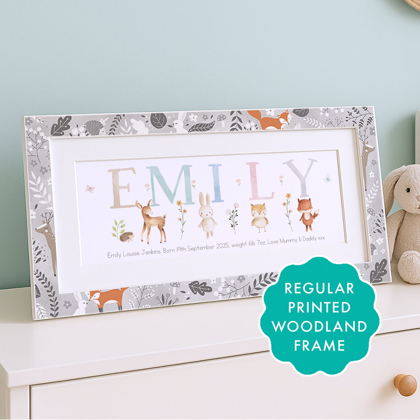 Woodland Pastels Multi-Coloured Name Frames