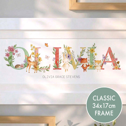 Woodland Floral Baby Name Frames