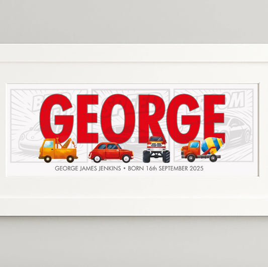 Cars Baby Name Frame
