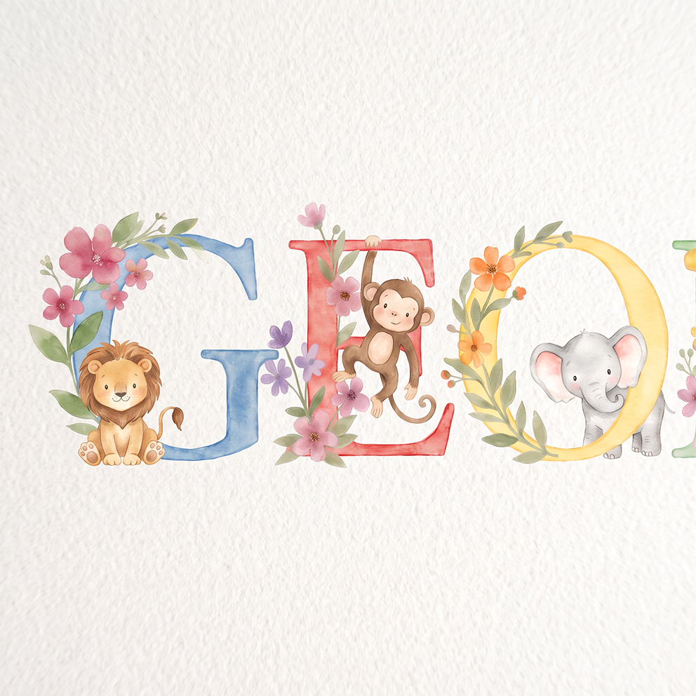 Jungle Animals Name Frame