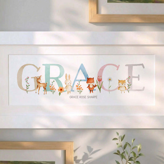 Woodland Pastels Multi-Coloured Name Frames