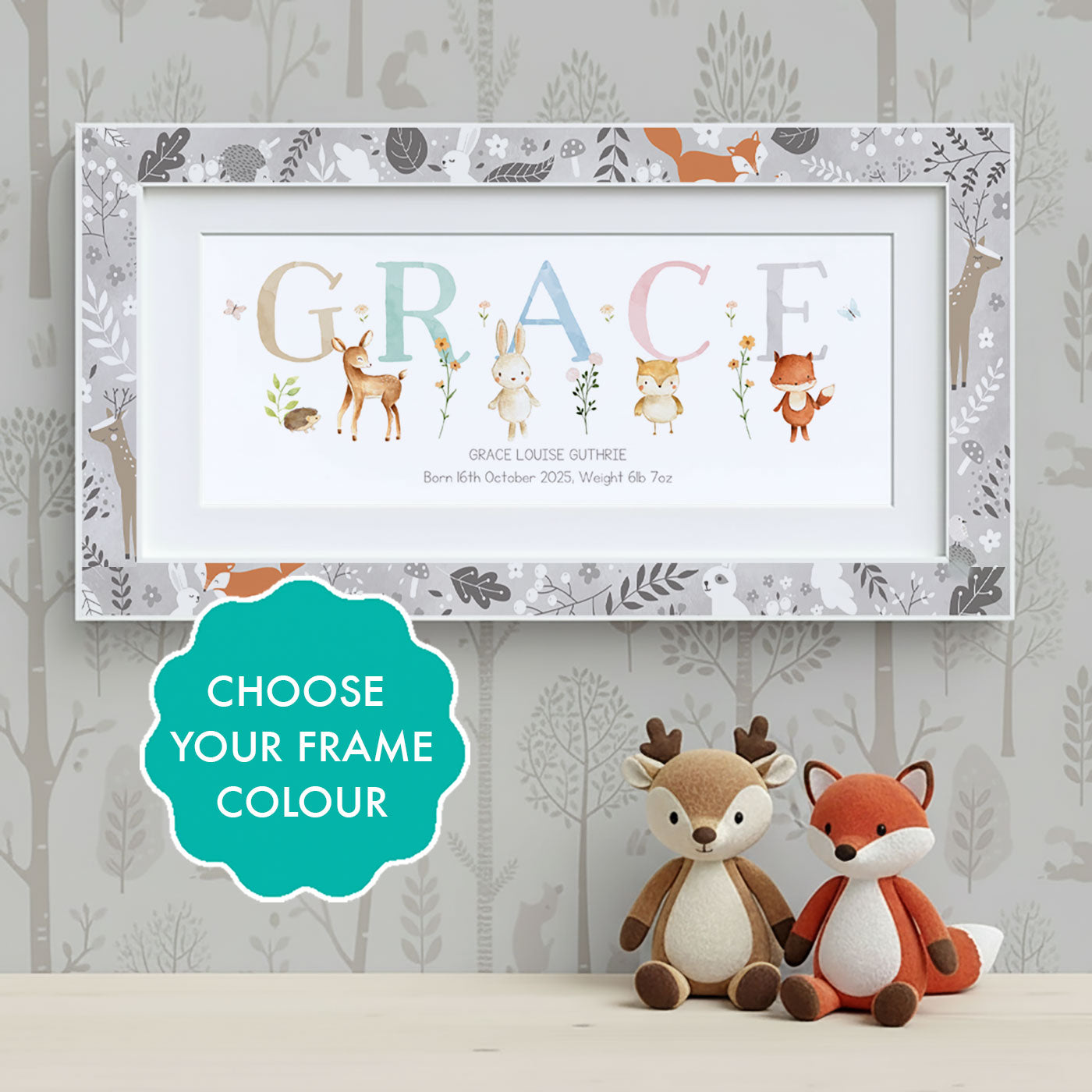 Woodland Pastels Multi-Coloured Name Frames