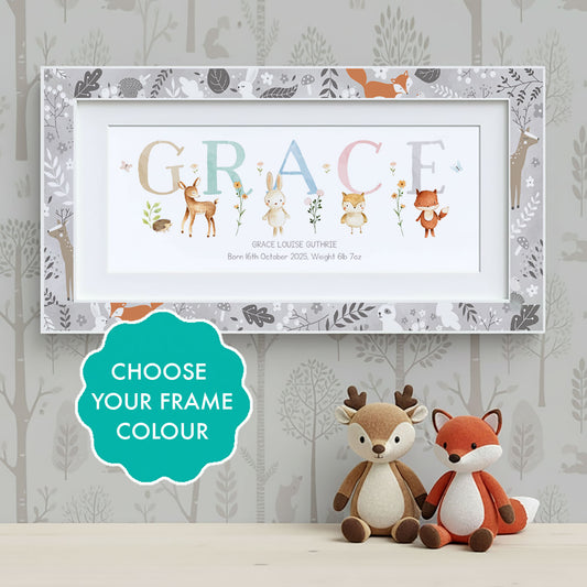 Woodland Pastels Multi-Coloured Name Frames