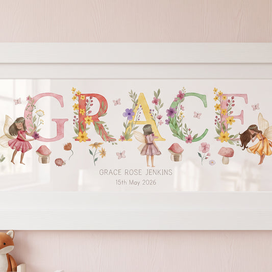 Woodland Fairies Baby Name Frame