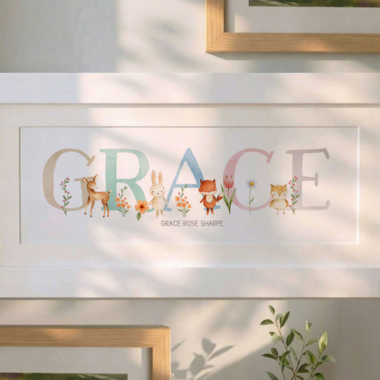 Woodland Pastels Multi-Coloured Name Frames