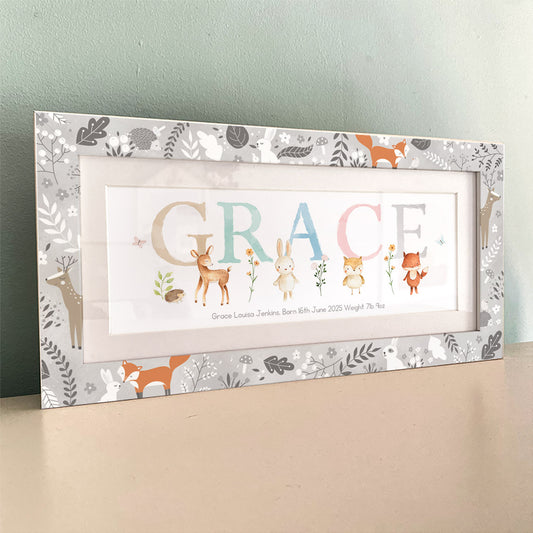 Woodland Pastels Multi-Coloured Name Frame