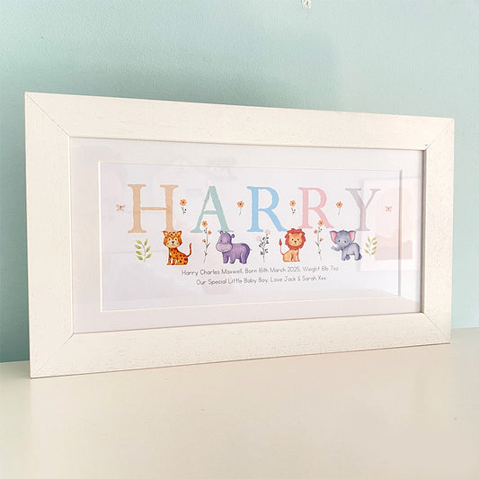 Animal Pastels Multi-Coloured Name Frame