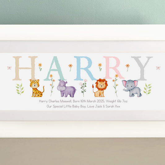Animal Pastels Multi-Coloured Name Frame