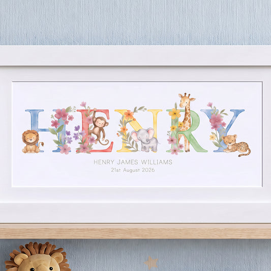 Jungle Animals Name Frame