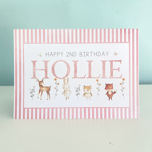 Woodland Animal Birthday Card - Personalised