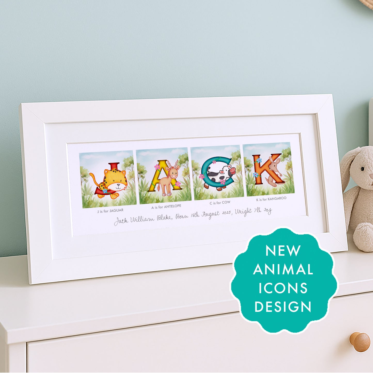 Animal Alphabet Baby Name Frame