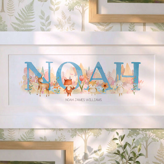 Woodland Pastels Baby Name Frames
