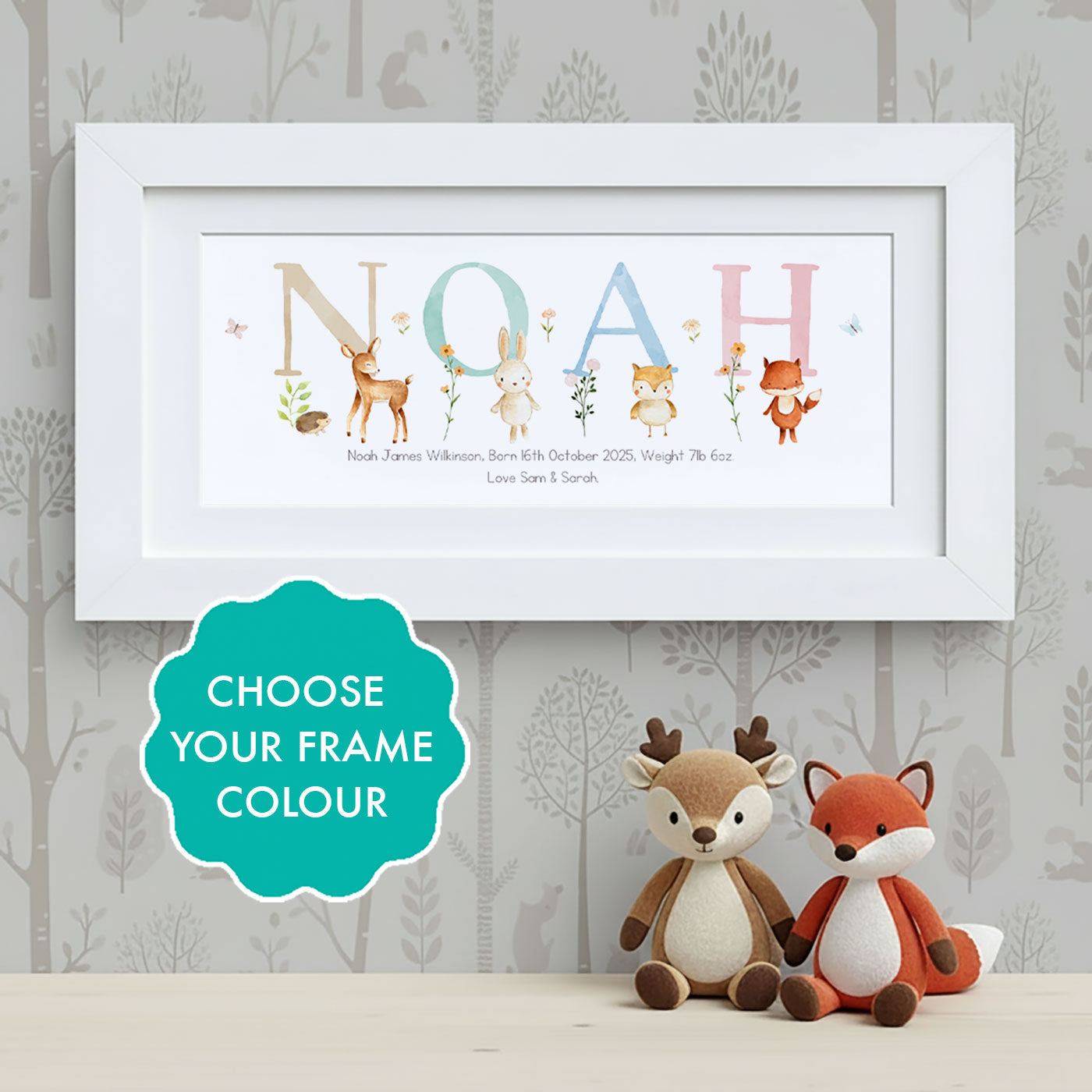 Woodland Pastels Multi-Coloured Name Frames