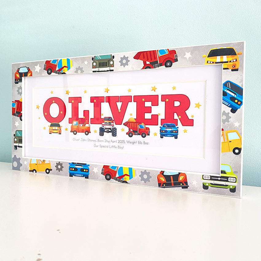 Cars Baby Name Frame