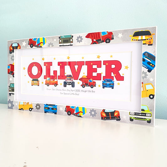 Cars Baby Name Frame