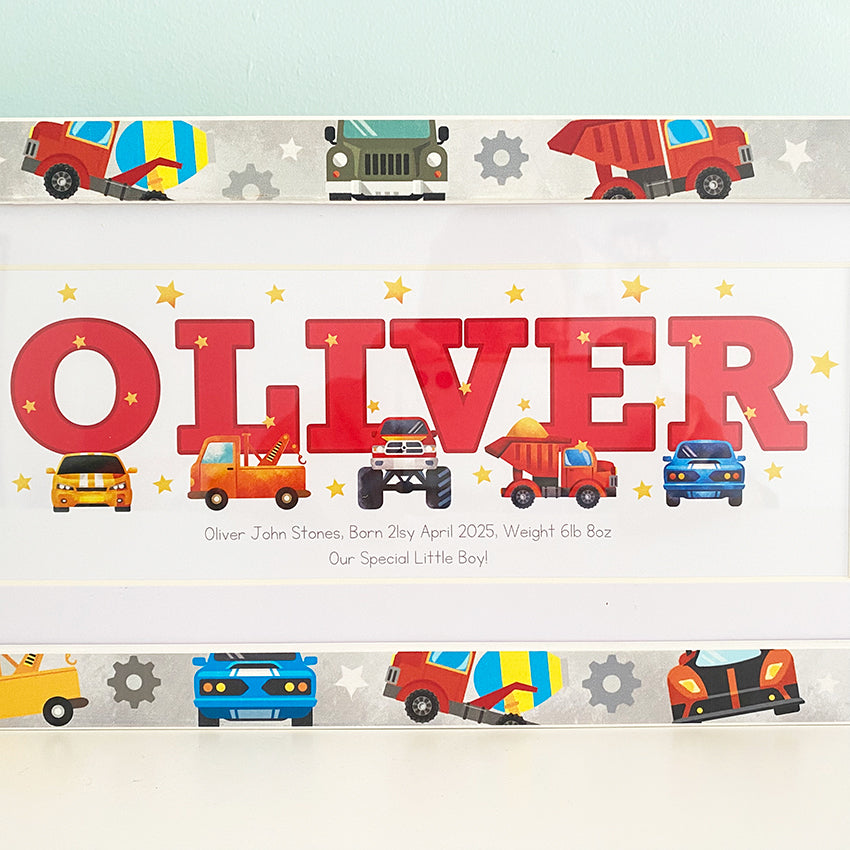 Cars Baby Name Frame