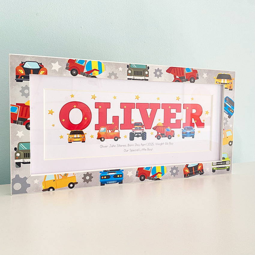 Cars Baby Name Frame