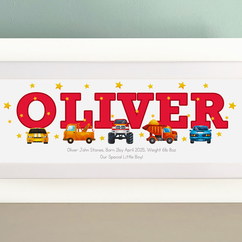 Cars Baby Name Frame