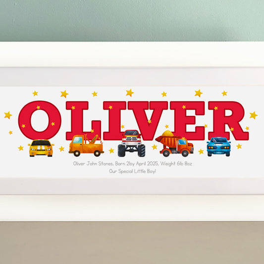 Cars Baby Name Frame