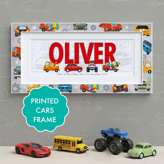 Cars Baby Name Frames