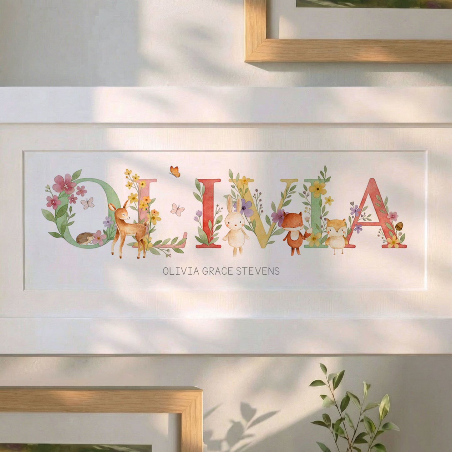 Woodland Floral Baby Name Frames