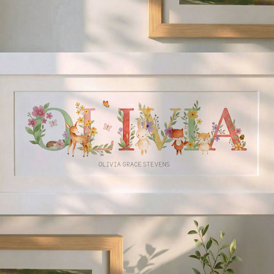 Woodland Floral Baby Name Frames
