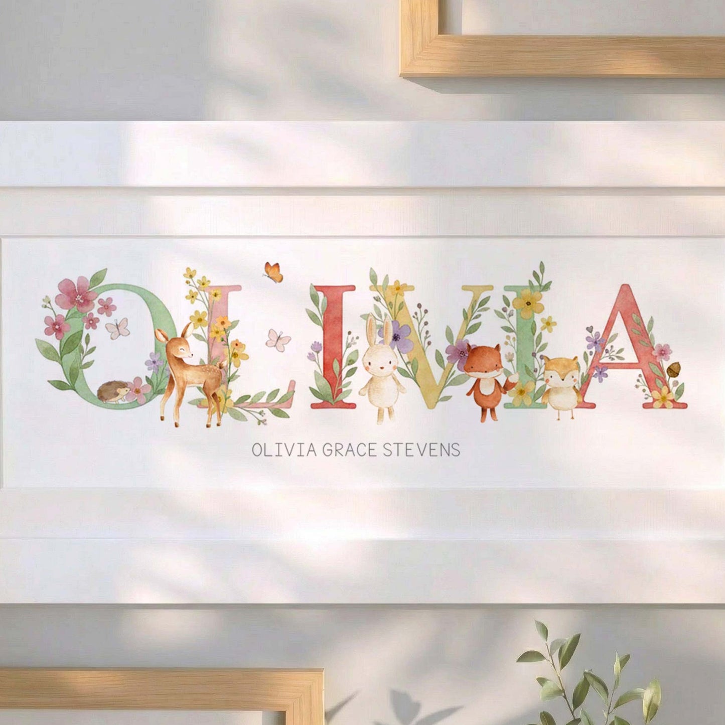 Woodland Floral Baby Name Frames