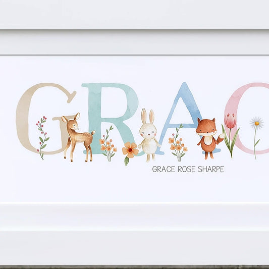 Woodland Pastels Multi-Coloured Name Frames