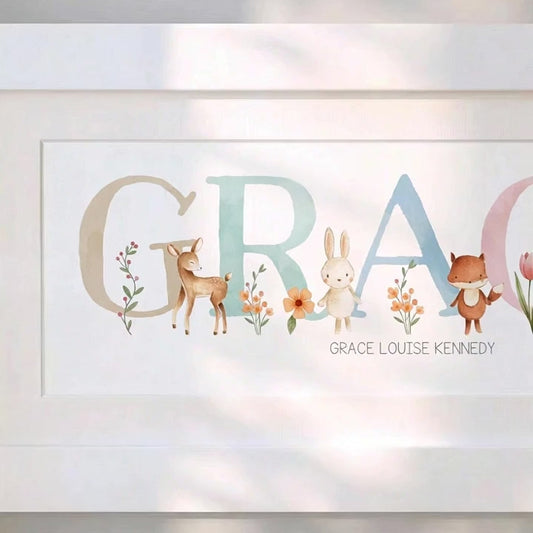 Woodland Pastels Multi-Coloured Name Frames