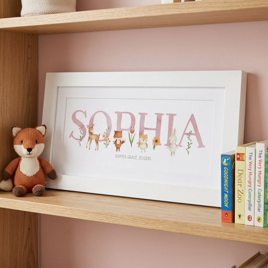 Woodland Animals Baby Name Frames