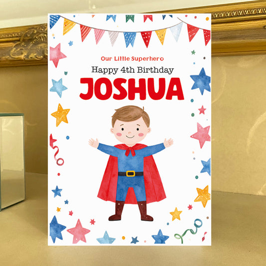 Superhero Bunting Birthday Card - Personalised