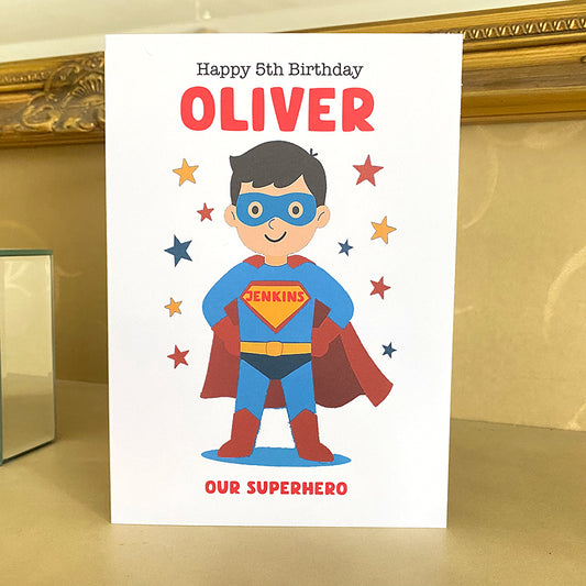 Superhero Birthday Card - Personalised