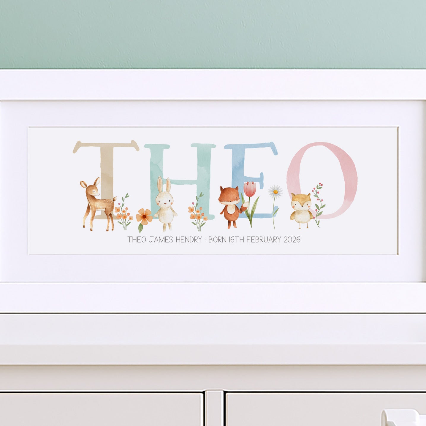 Woodland Pastels Multi-Coloured Name Frames