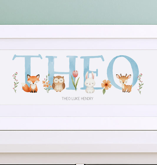 Woodland Pastels Baby Name Frames