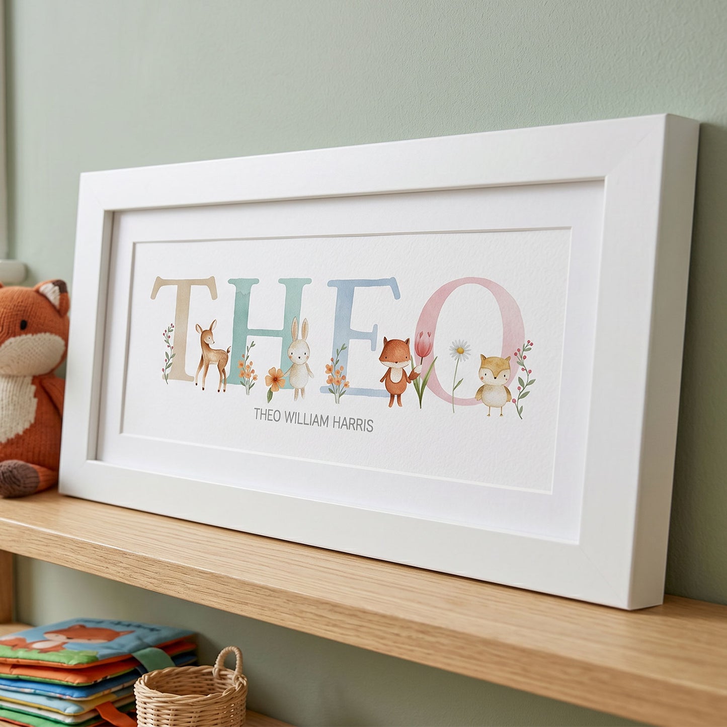 Woodland Pastels Multi-Coloured Name Frames
