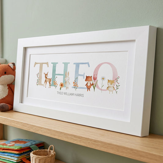 Woodland Pastels Multi-Coloured Name Frames