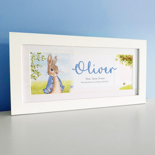 Classic Rabbit Name Frame. Baby Name Gifts